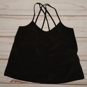 Hollister Womens Black Criss Cross Loose Fitting Wavy Light Tank Top